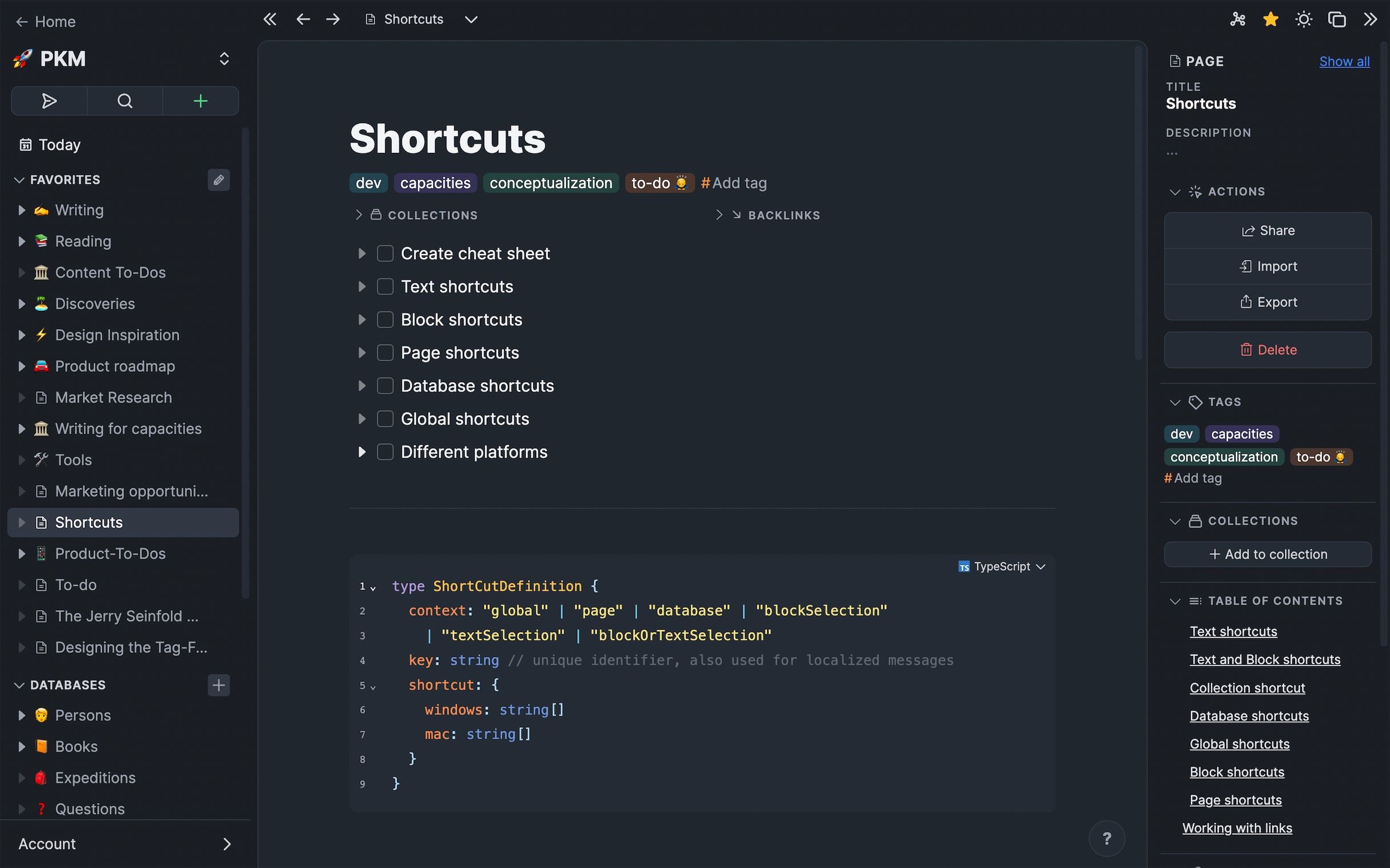New page design in dark mode