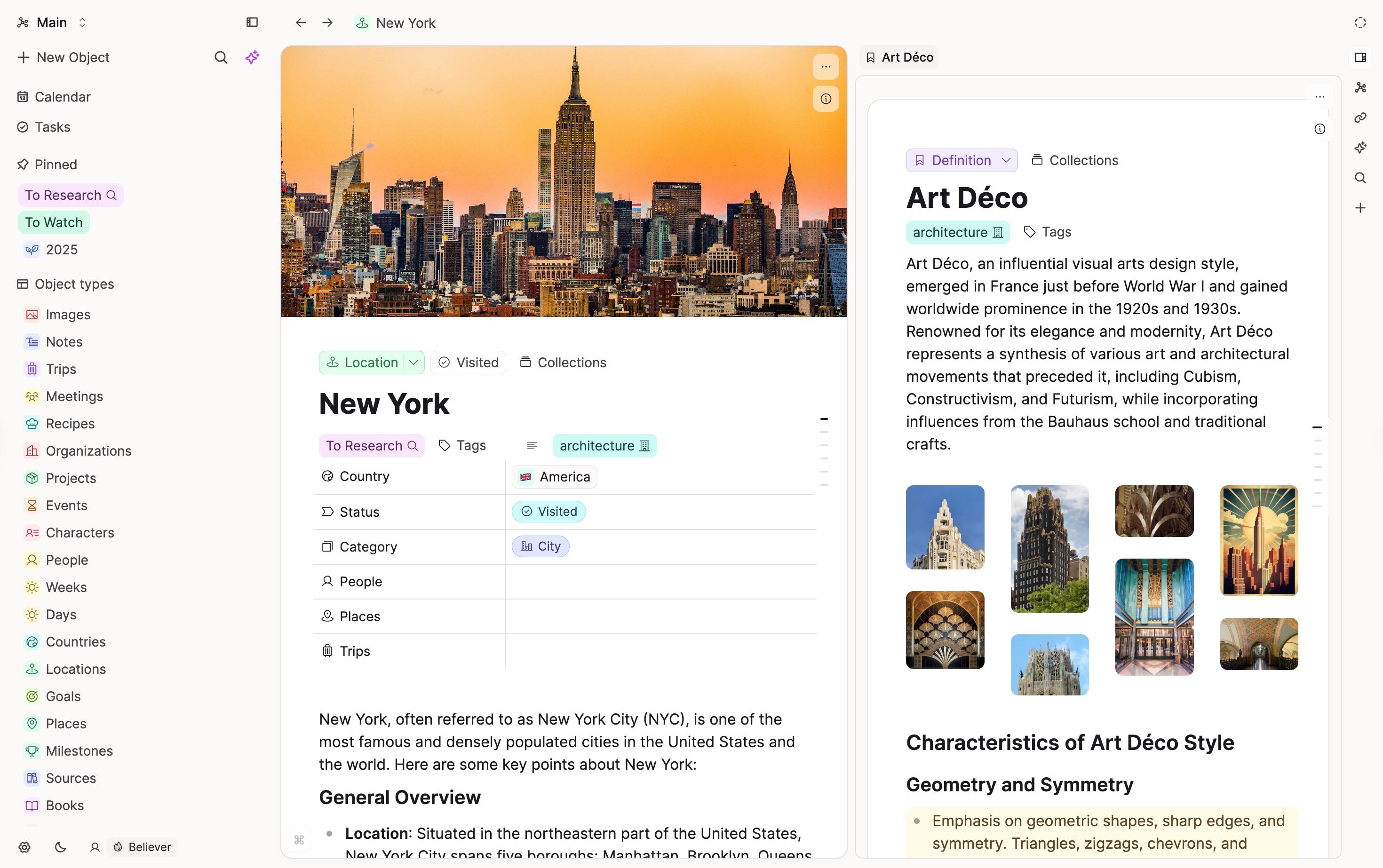 Art Déco definition open in the sidepanel
