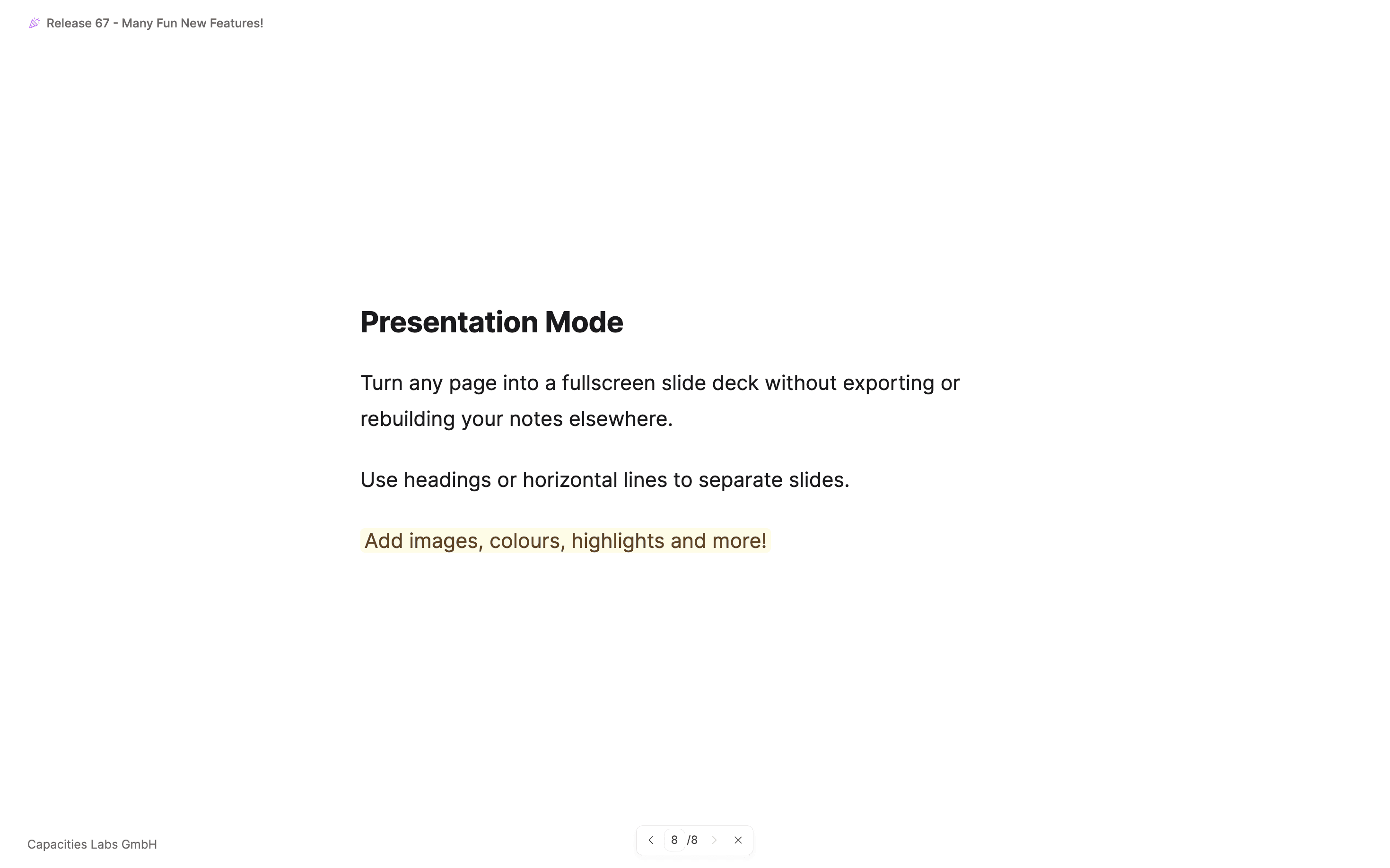 Presentation mode